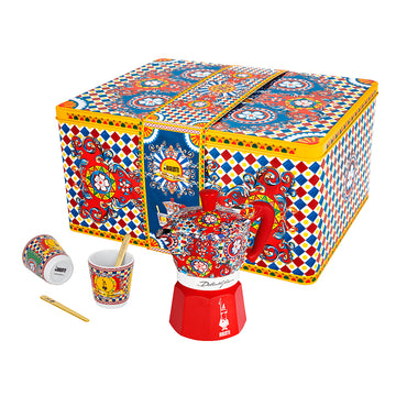 BIALETTI MOKA 2 Cup + CUPS/STIRRERS GIFT SET D&G Red Carretto